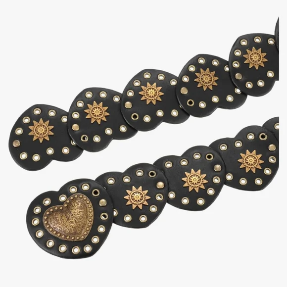 Free People Black Celestial Romance Heart Embellished Belt - Picture 6 of 12